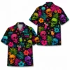 Personalized Sugar Skull Hawaiian Shirt Halloween, Neon Floral Tropical Aloha Shirt, Custom Name Shirt For Men Women - Style 9