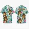 Personalized Surfing Bigfoot Tropical Hawaiian Shirt For Men And Women, Short Sleeve Funny Vacation Print, Custom Name Summer Button Down
