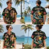 Personalized Surfing Raccoon Tropical Hawaiian Shirt For Men And Women, Short Sleeve Funny Wildlife Island Vacation Print, Custom Name Summer Button Down - View 1