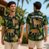Personalized Tiger Jungle Hawaiian Shirt For Men And Women, Short Sleeve Wild Animal Tropical Summer Print, Custom Name Button Down - View 1