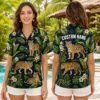 Personalized Tiger Jungle Hawaiian Shirt For Men And Women, Short Sleeve Wild Animal Tropical Summer Print, Custom Name Button Down - View 2