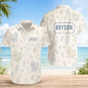 Personalized Turkey Hunting Hawaiian Shirt For Men And Women, Short Sleeve Artistic Wildlife Print, Custom Name Summer Button Down - Style 1