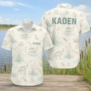 Personalized Turkey Hunting Hawaiian Shirt For Men And Women, Short Sleeve Artistic Wildlife Print, Custom Name Summer Button Down - Style 2