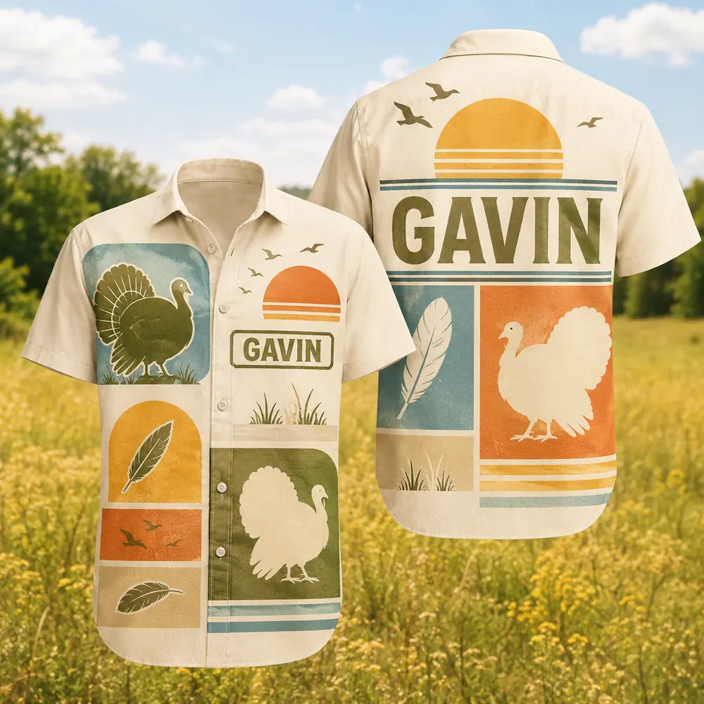 Personalized Turkey Hunting Hawaiian Shirt For Men And Women, Short Sleeve Artistic Wildlife Print, Custom Name Summer Button Down - Style 5