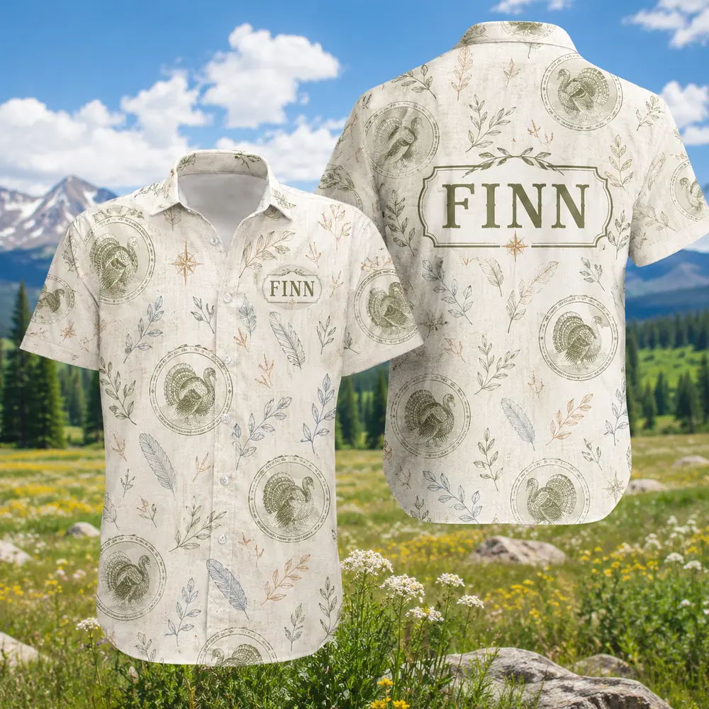 Personalized Turkey Hunting Hawaiian Shirt For Men And Women, Short Sleeve Artistic Wildlife Print, Custom Name Summer Button Down - Style 8