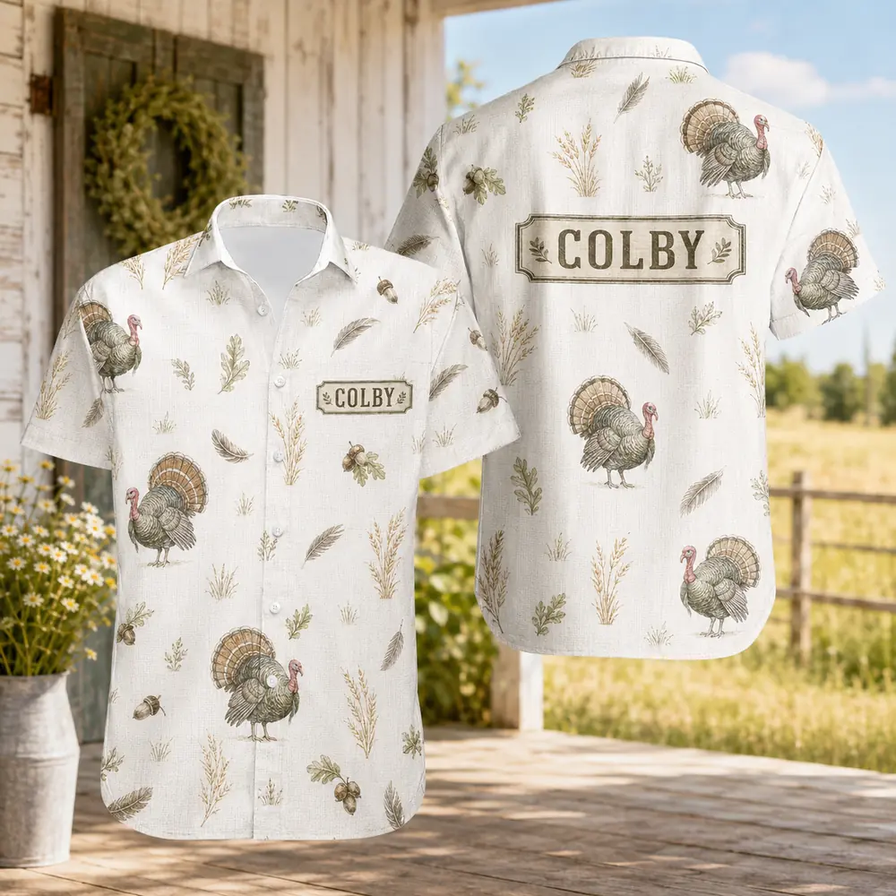 Personalized Turkey Hunting Hawaiian Shirt For Men And Women, Short Sleeve Artistic Wildlife Print, Custom Name Summer Button Down - Style 9