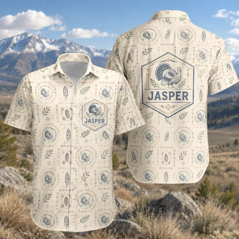 Personalized Turkey Hunting Hawaiian Shirt For Men And Women, Short Sleeve Vintage Nature Print, Custom Name Summer Button Down - Style 10