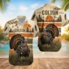 Personalized Turkey Hunting Hawaiian Shirt For Men And Women, Short Sleeve Woodland Wildlife Print, Custom Name Summer Button Down - Style 6