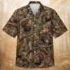 Personalized Turkey Hunting Hawaiian Shirt For Men, Short Sleeve Forest Camo Print, Custom Name Summer Button Down - Style 4
