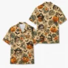 Personalized Vintage Halloween Aloha Hawaiian Shirt For Men Women, Short Sleeve Spooky Fall Festival Vacation Print, Custom Name Button Down - Style 1