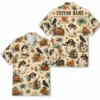 Personalized Vintage Halloween Aloha Hawaiian Shirt For Men Women, Short Sleeve Spooky Fall Festival Vacation Print, Custom Name Button Down - Style 7