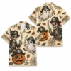 Personalized Vintage Halloween Pirate Hawaiian Shirt, Spooky Skeleton Aloha Shirt, Custom Name Festival Party Shirt For Men And Women - Style 3