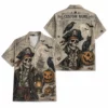 Personalized Vintage Halloween Pirate Hawaiian Shirt, Spooky Skeleton Aloha Shirt, Custom Name Festival Party Shirt For Men And Women - Style 8