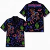 Personalized Western Cowboy Neon Hawaiian Shirt For Men And Women, Short Sleeve Funny Retro Desert Night, Custom Name Summer Button Down - Style 2
