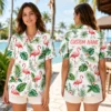 Personalized White Flamingo Hawaiian Shirt For Men And Women, Short Sleeve Tropical Summer Vacation Print, Custom Name Button Down - View 2