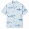 Shark Hawaiian Shirt For Men Women, Tropical Aloha Button Down Shirt, Ocean Fish Beach Vacation Shirt, Summer Resort Cruise Casual Wear - Style 3