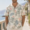 Tropical Leaf Hawaiian Shirt For Men Women, Monstera Palm Hibiscus Aloha Button Down Shirt, Beach Vacation Resort Cruise Summer Wear