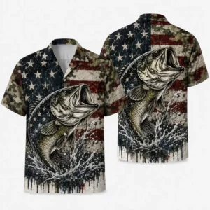 Usa Fishing Hawaiian Shirt For Men Women, Patriotic Fish Button Up, Fisherman Gift, Independence Day Outfit - Style 1